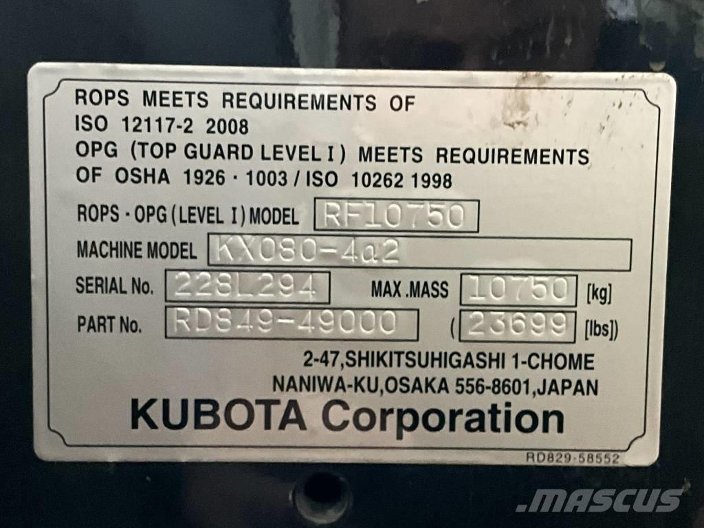 Kubota KX 080-4 A 2 Cabine en interieur