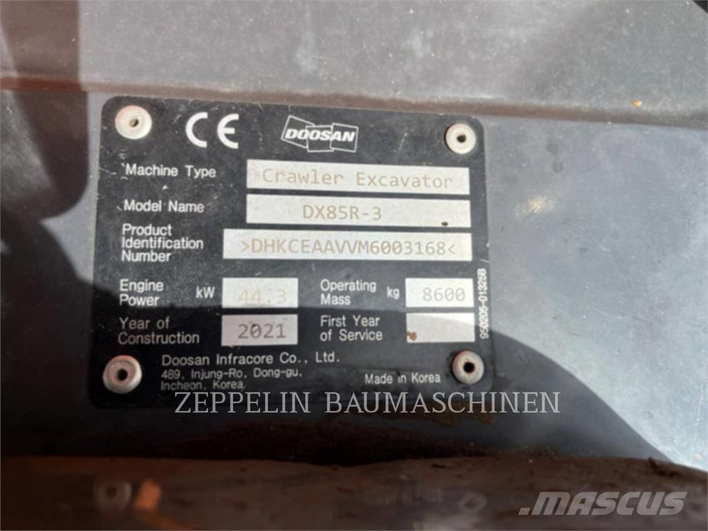 Doosan DX85R-3 Rupsgraafmachines