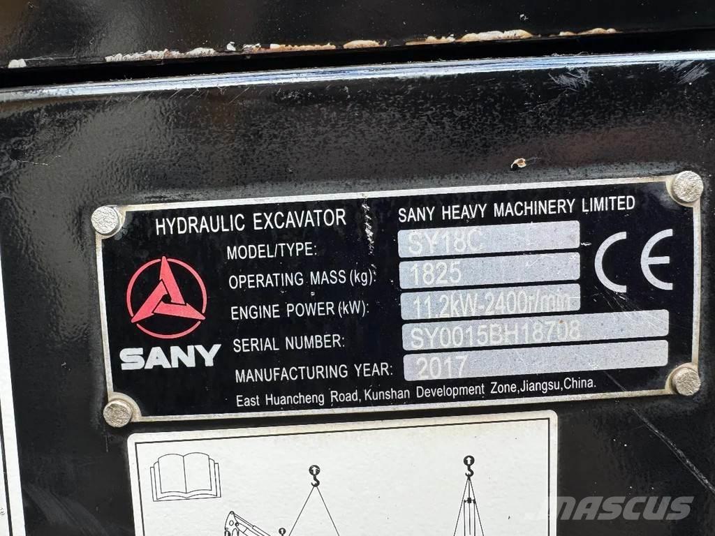 Sany SY18C Minigraafmachines < 7t