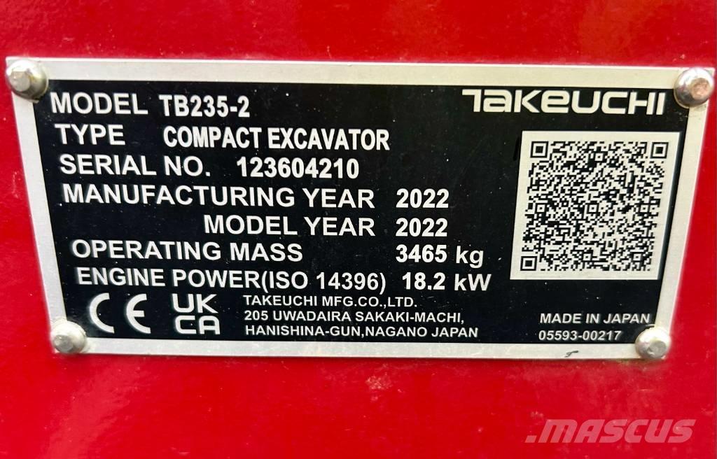 Takeuchi TB 235-2 V3 Minigraafmachines < 7t