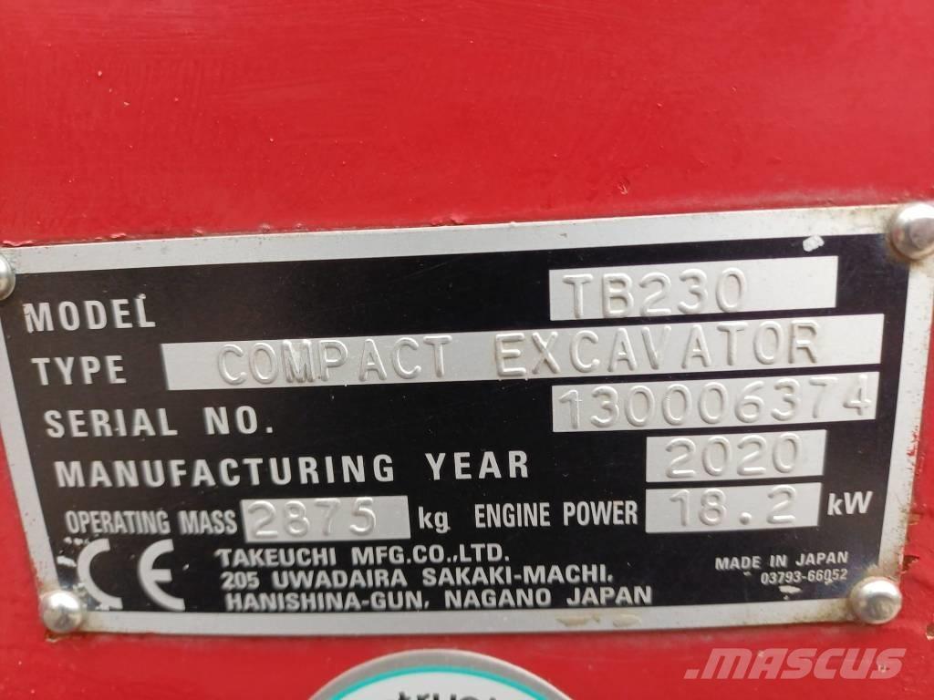 Takeuchi TB 230 Minigraafmachines < 7t