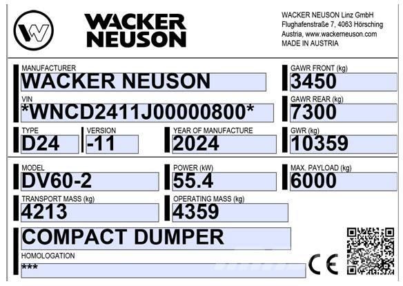 Wacker Neuson DV60-2 Rupsdumpers