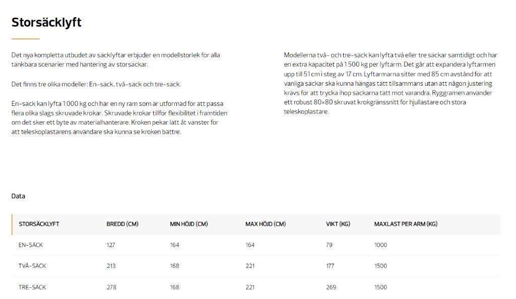 Quicke Storsäckslyft Voorladeraccessoires