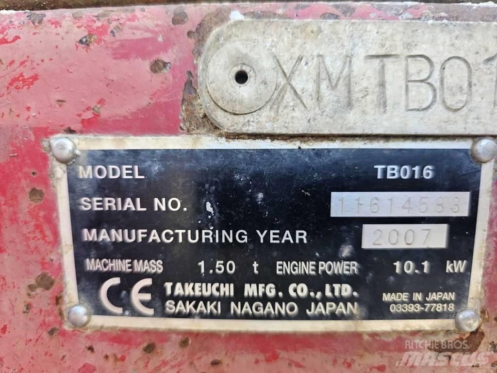 Takeuchi TB 016 Minigraafmachines < 7t