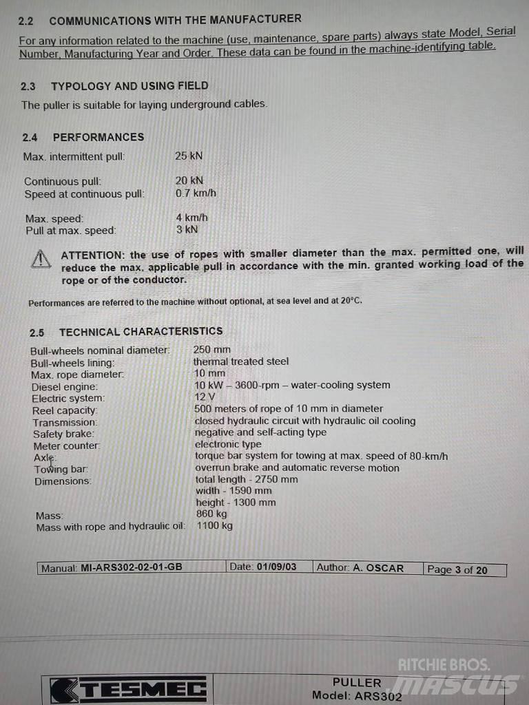 Tesmec ARS 302 Bouw - Overige
