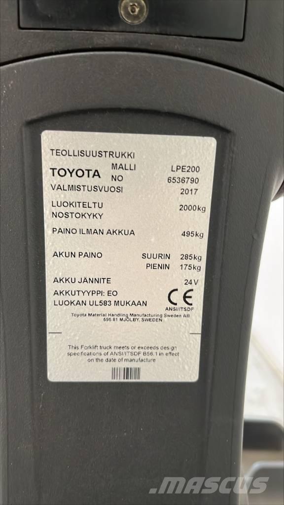 Toyota BT LPE 200 Meerij pallettruck met platform