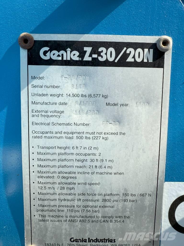 Genie Z 30/20 Knikarmhoogwerkers