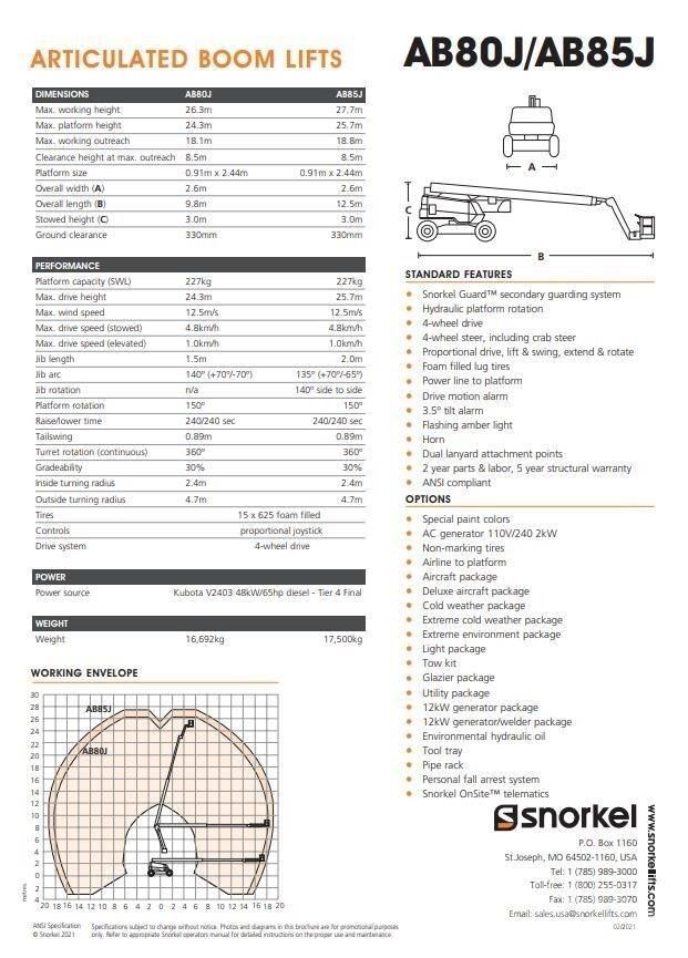 Snorkel AB85J Knikarmhoogwerkers