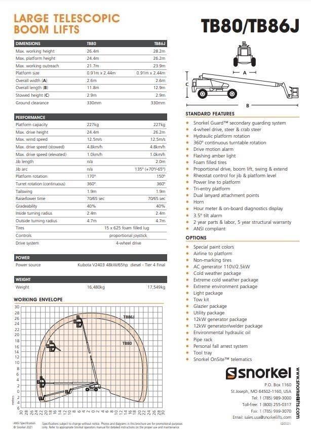 Snorkel TB80 Telescoophoogwerkers