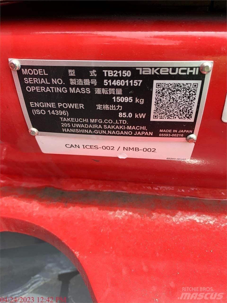 Takeuchi TB2150 Rupsgraafmachines