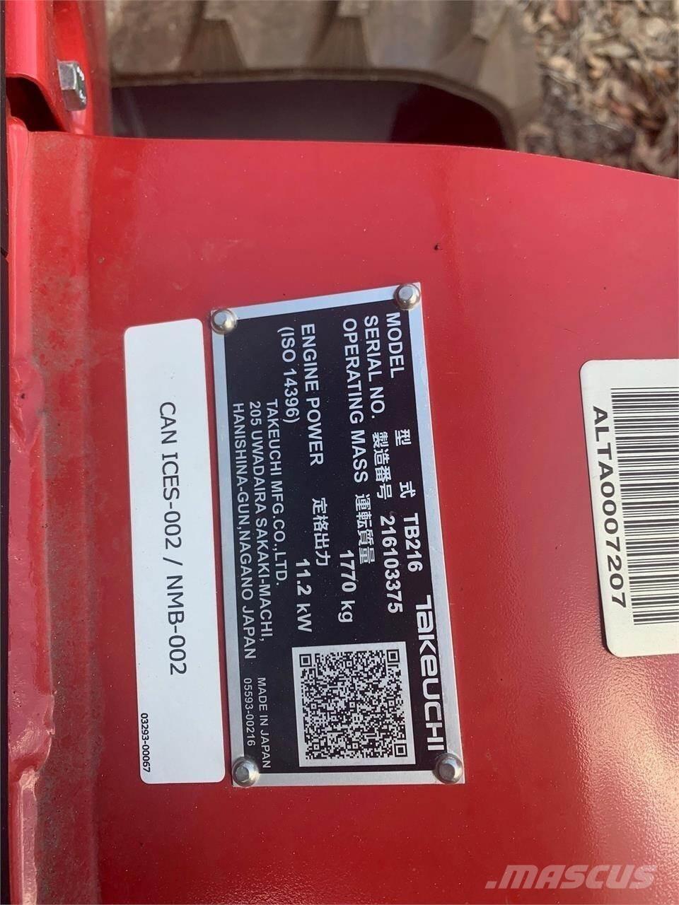 Takeuchi TB216 Minigraafmachines < 7t