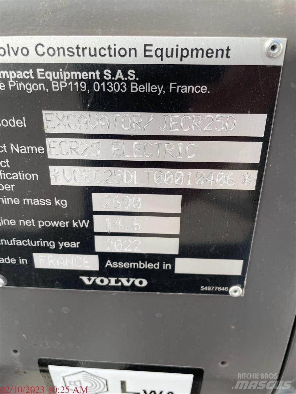 Volvo ECR25D Minigraafmachines < 7t