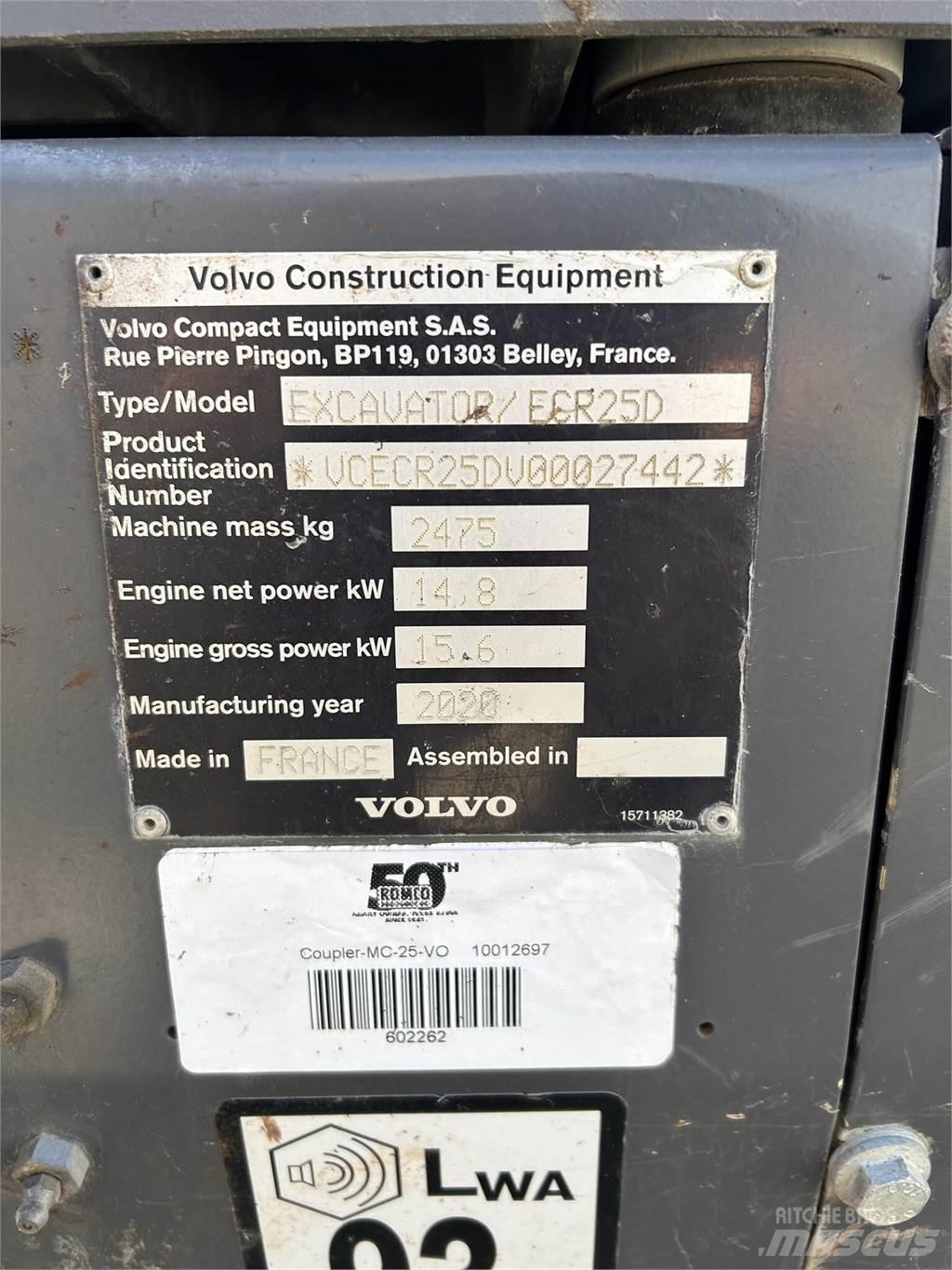Volvo ECR25D Minigraafmachines < 7t