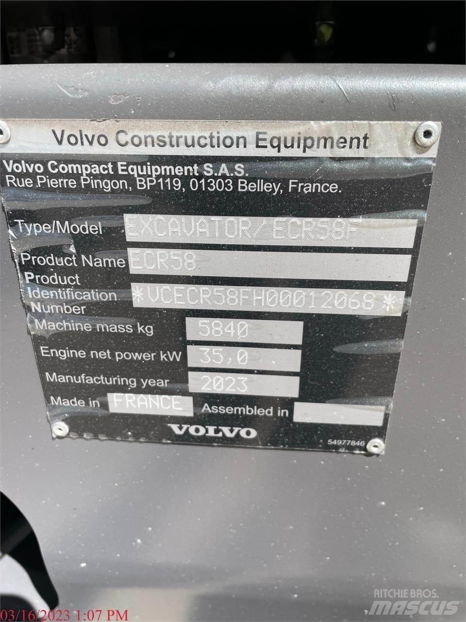 Volvo ECR58F Rupsgraafmachines