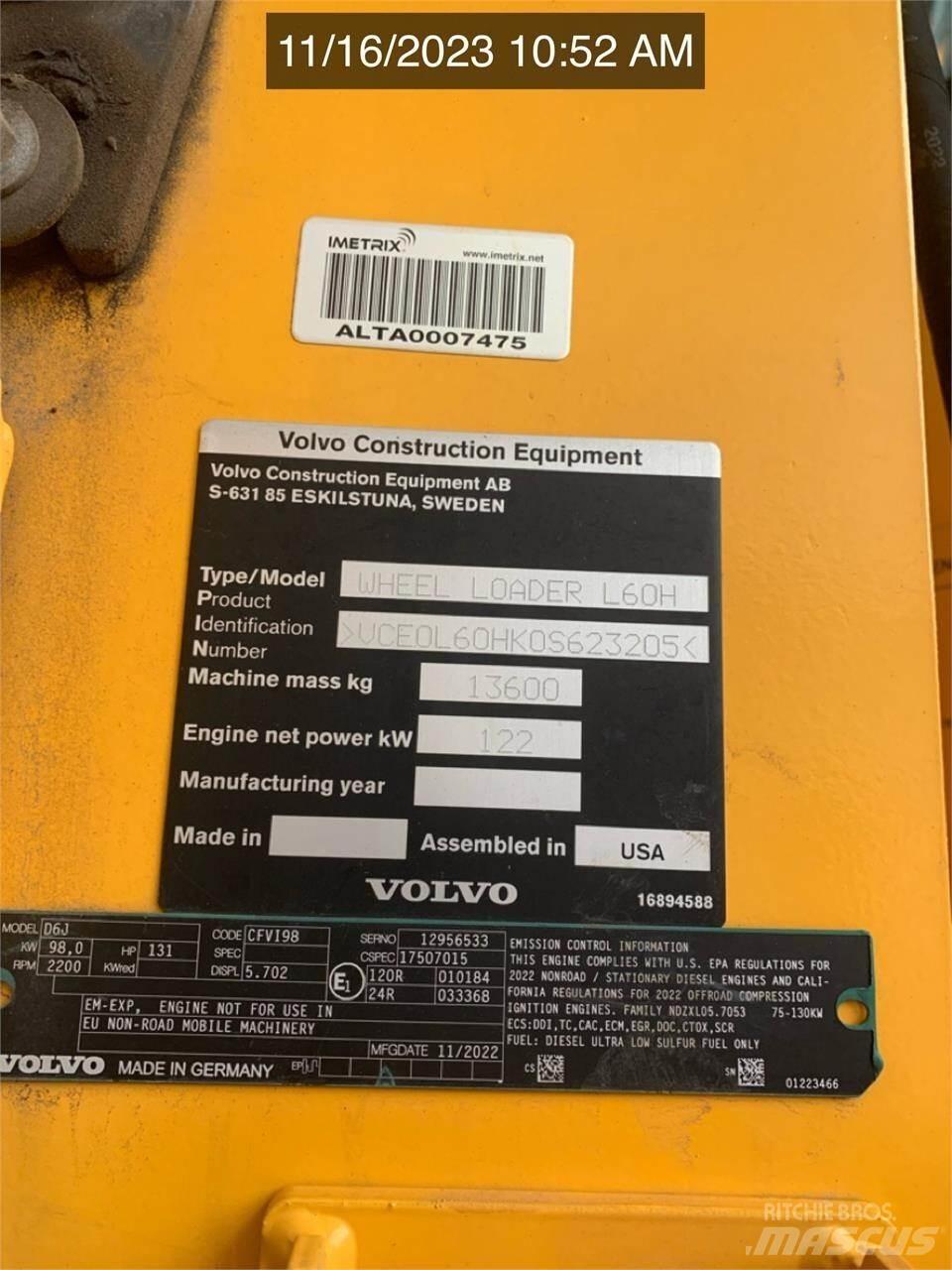 Volvo L60H Wielladers
