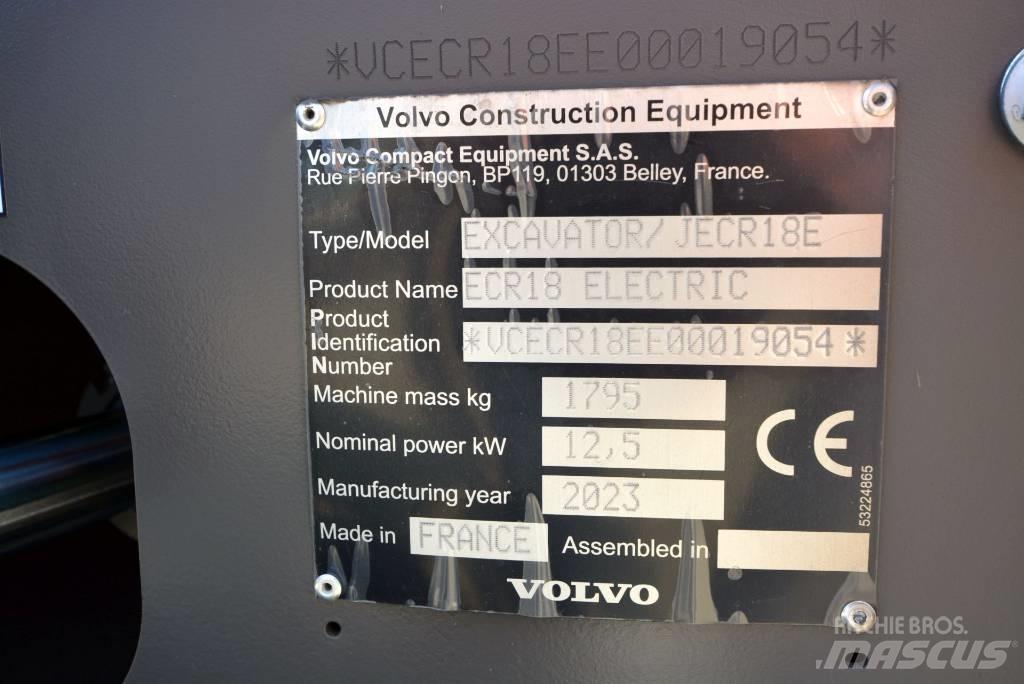 Volvo ECR18 electric Minigraafmachines < 7t