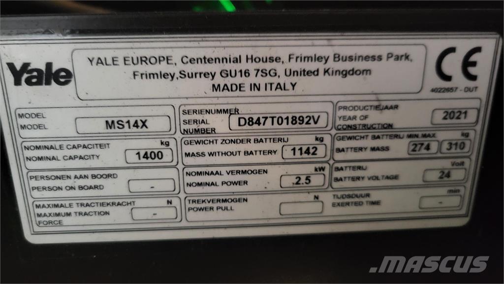 Yale MS14X-IL Zelfrijdende stapelaars