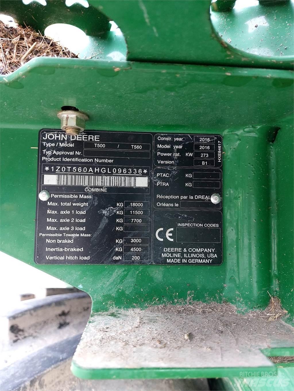 John Deere T560 Maaidorsmachines