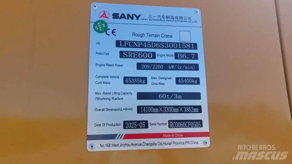Sany SRE600 Ruwterrein kranen