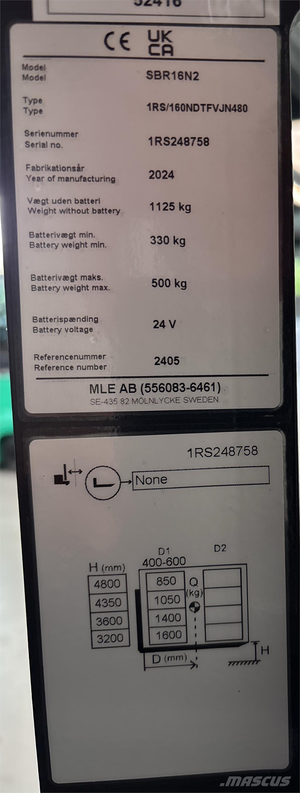Mitsubishi SBR16N2 Zelfrijdende stapelaars