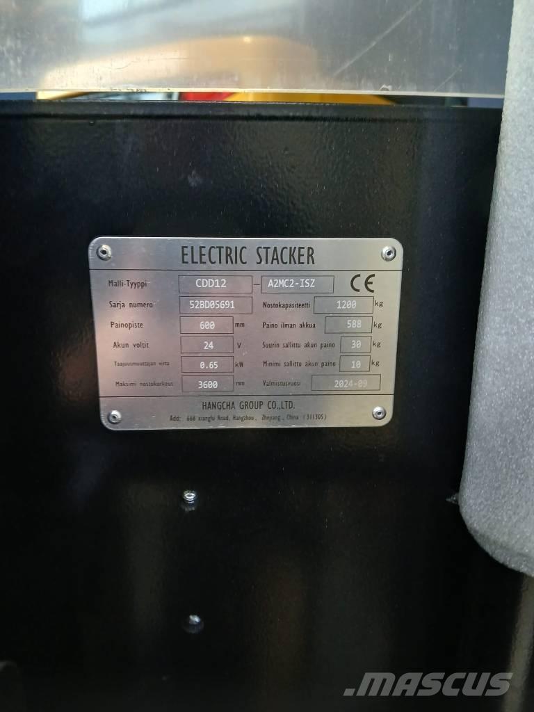 Hangcha CDD12 - LI-ION Stapelaar meeloop