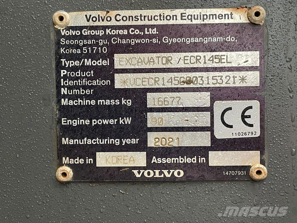 Volvo ECR145EL Rupsgraafmachines