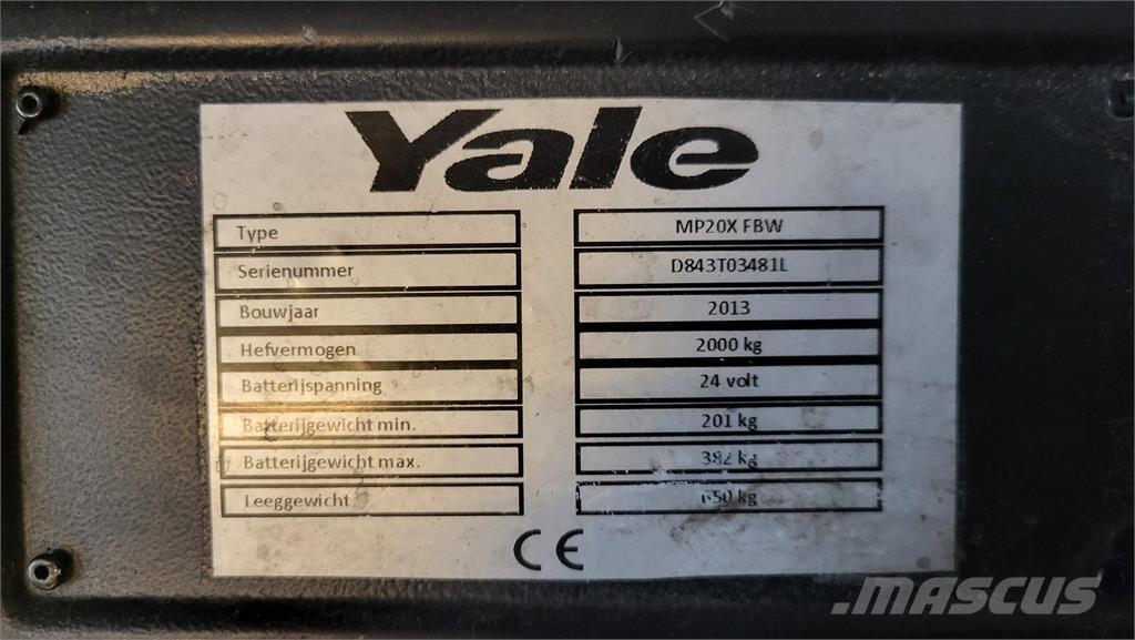 Yale MP20X 2013 Stapelaar meeloop