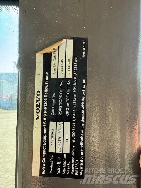 Volvo EC15 C CAB Cabine en interieur
