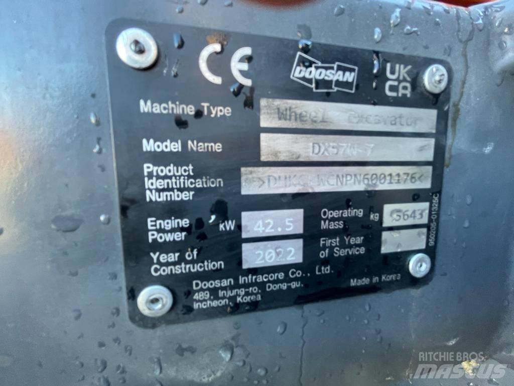 Doosan Dx57W-7 Wielgraafmachines