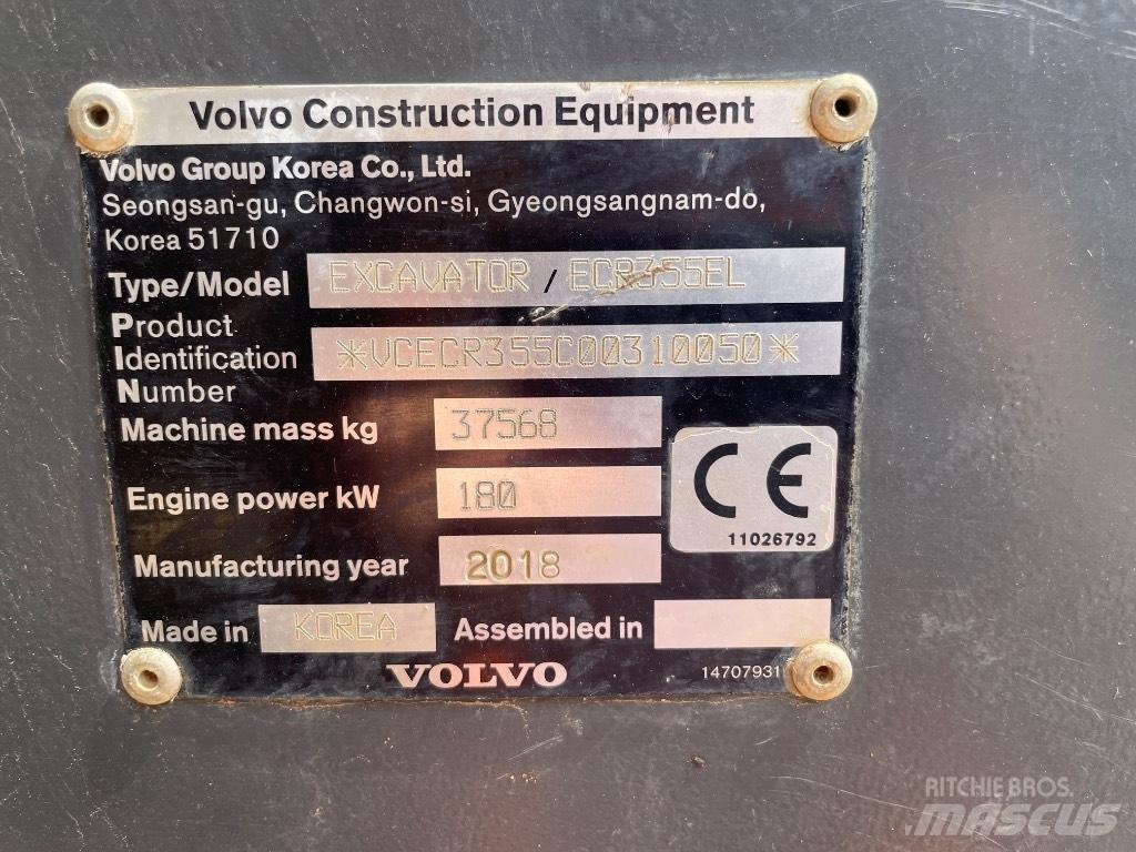 Volvo ECR 355 EL Rupsgraafmachines