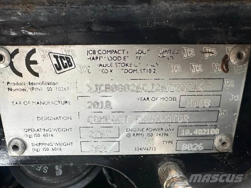JCB 8026 Minigraafmachines < 7t