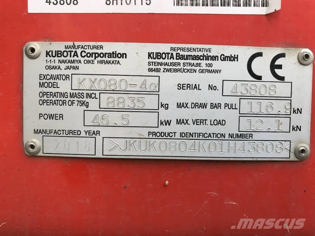 Kubota KX 080-4 Midigraafmachines 7t - 12t