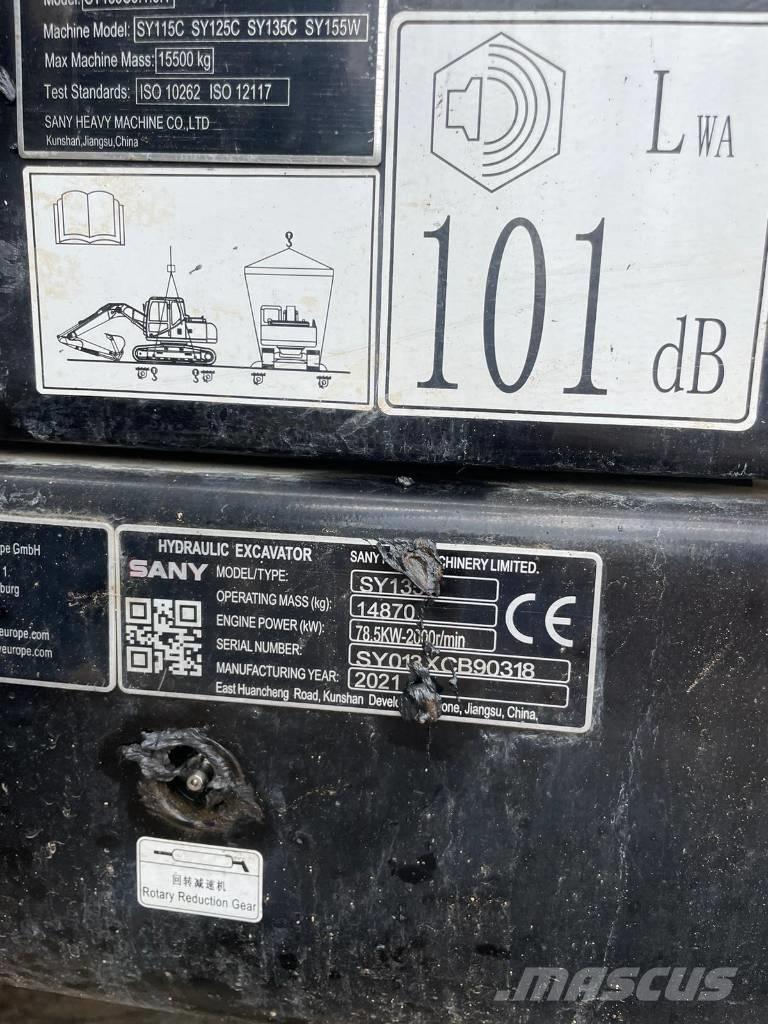 Sany SY 135 C Rupsgraafmachines