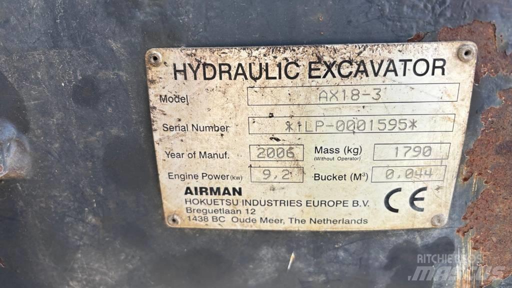 Airman AX 18-3 Minigraafmachines < 7t