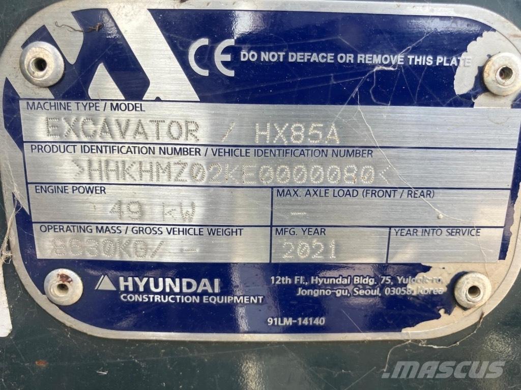 Hyundai HX 85 A Midigraafmachines 7t - 12t