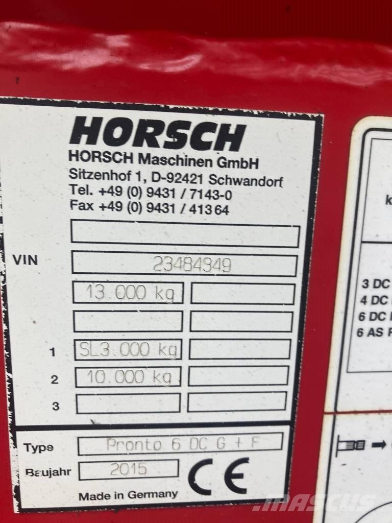 Horsch PRONTO 6DC Zaaicombinaties