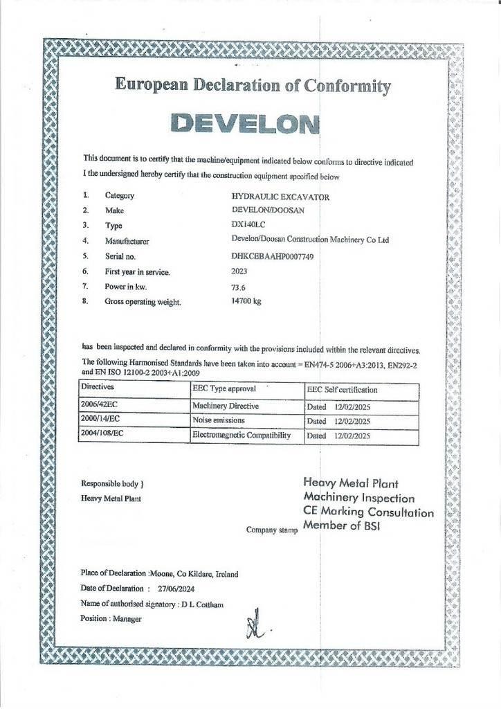 Develon DX140LC Rupsgraafmachines