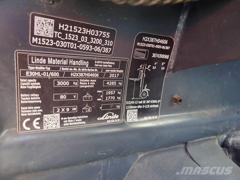 Linde E30/600HL/387 Elektrische heftrucks