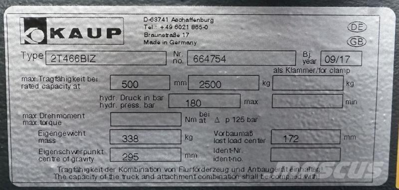 Kaup 2T466BIZ Overige tweedehands voorzetapparatuur en componenten