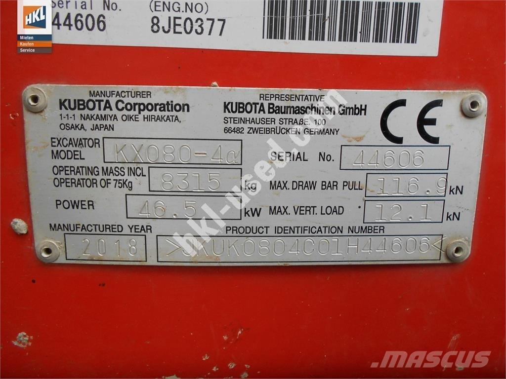 Kubota KX 080-4 Minigraafmachines < 7t