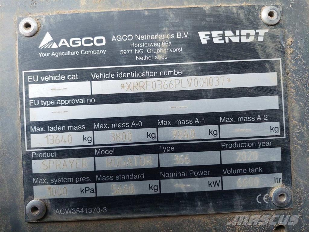 Fendt ROGATOR 366 Getrokken spuitmachines