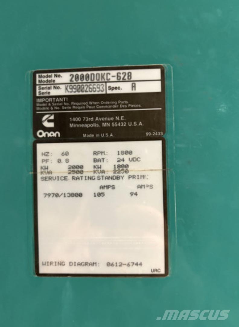 Cummins 2000DQKC-628 Diesel generatoren