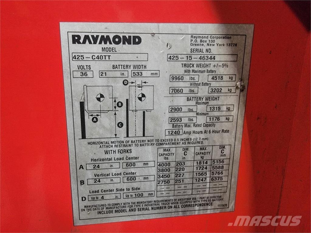 Raymond 425-C40TT Bouw - Overige