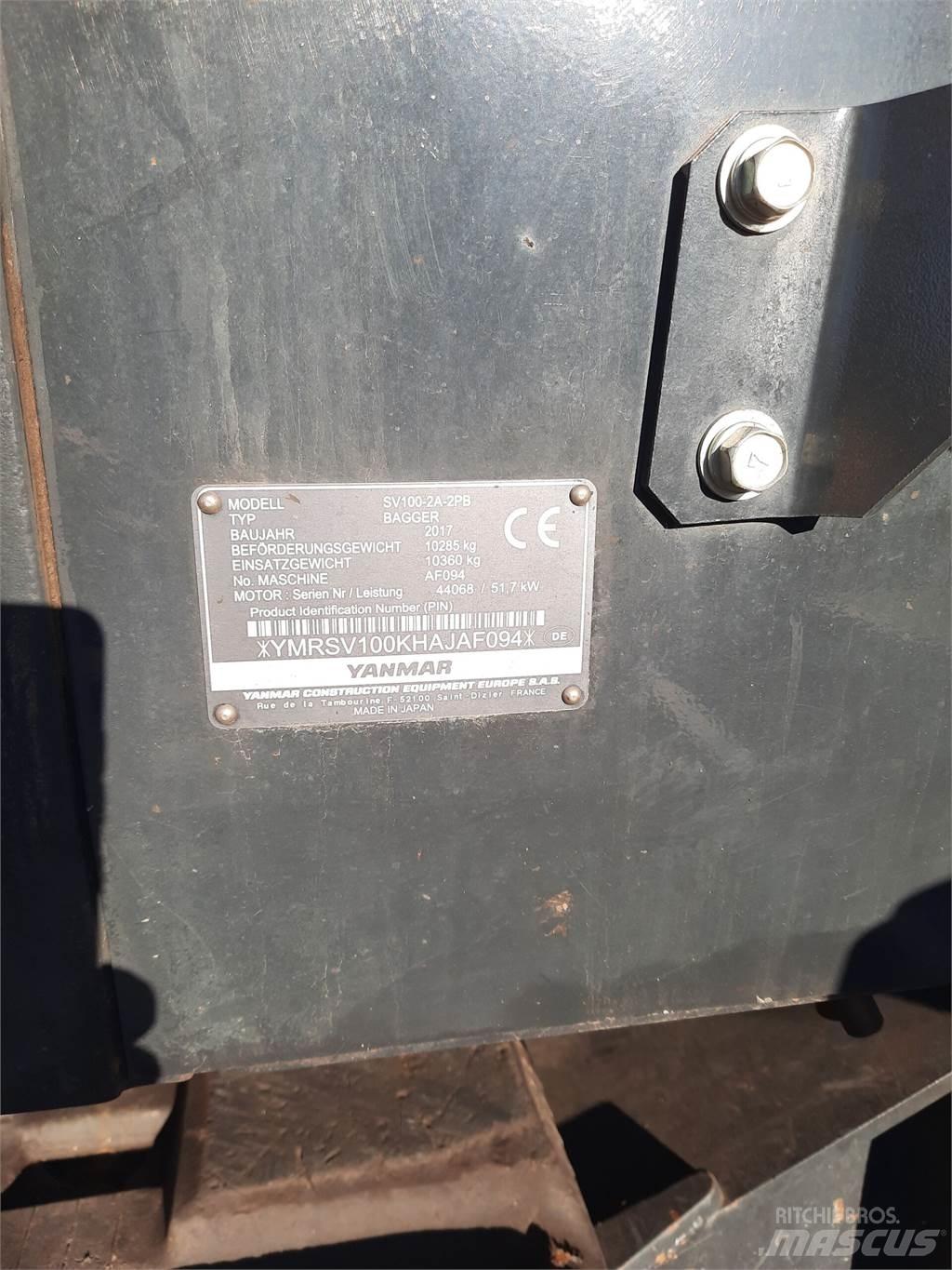 Yanmar SV 100-2PB Rupsgraafmachines