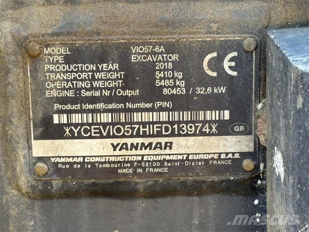 Yanmar VIO 57-6A Minigraafmachines < 7t