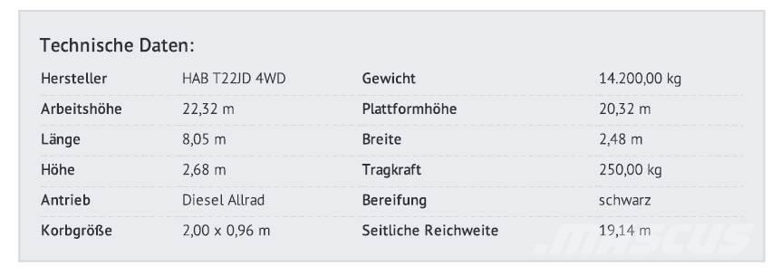 HAB T22 JD 4 WD Telescoophoogwerkers