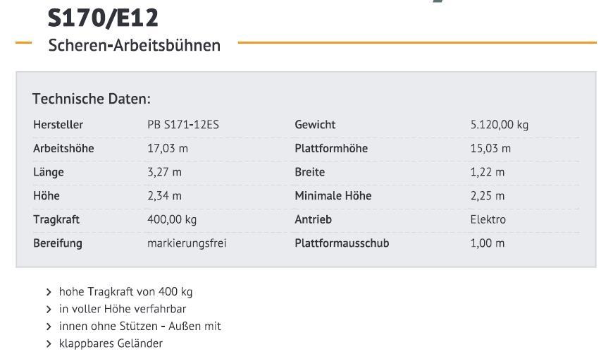 PB S171-12ES Schaarhoogwerkers