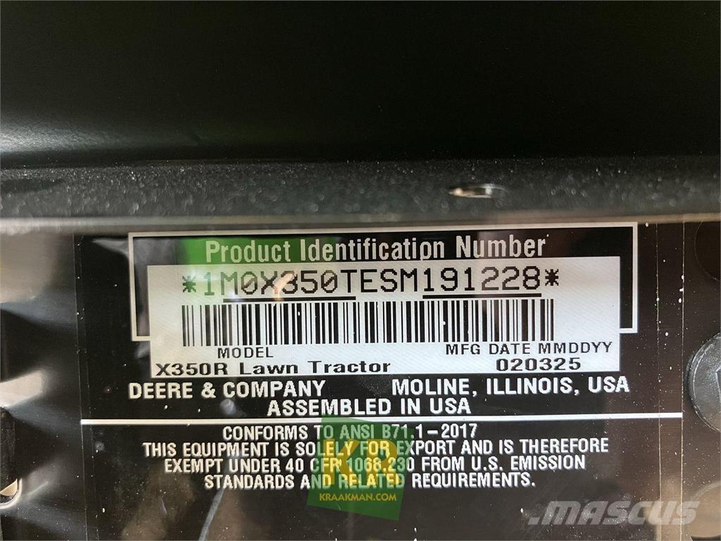 John Deere X350R Rijmaaiers