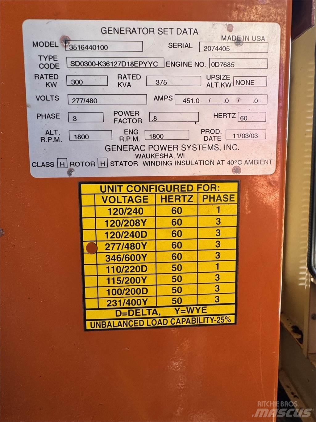 Generac SD300 Diesel generatoren