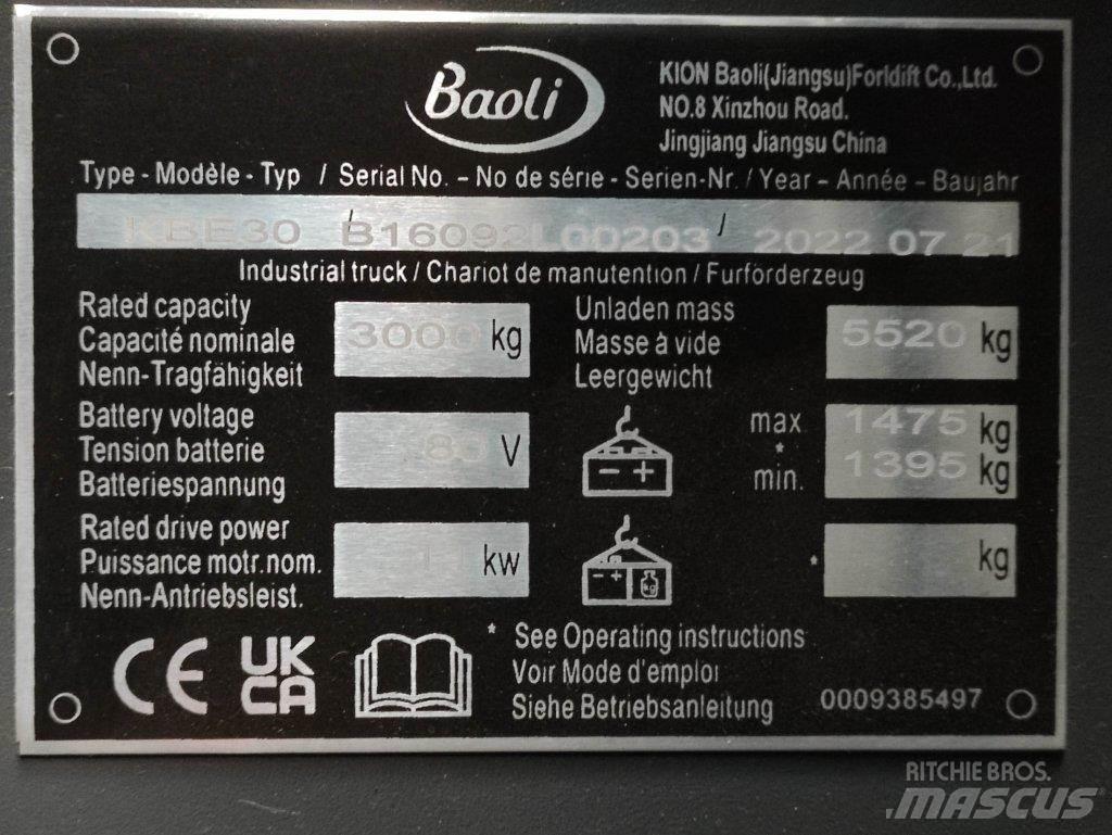 Baoli KBE30 Elektrische heftrucks